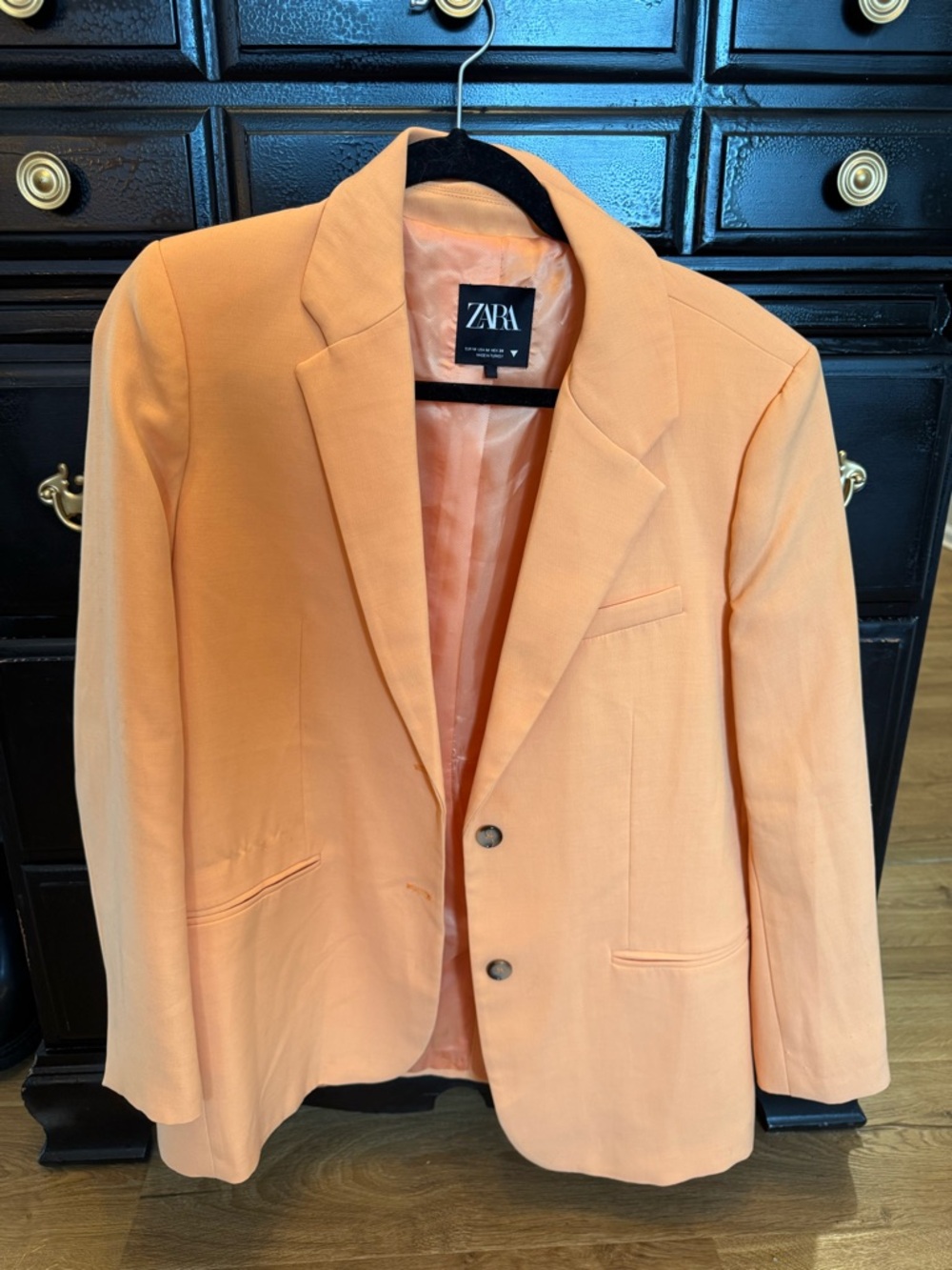 ZARA Peach Orange Single-Breasted Blazer